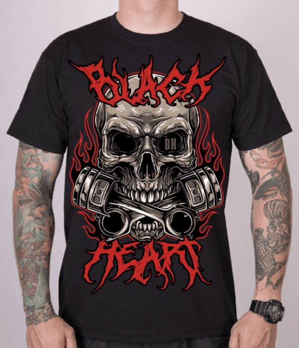 Black Heart T-Shirt Metal Head