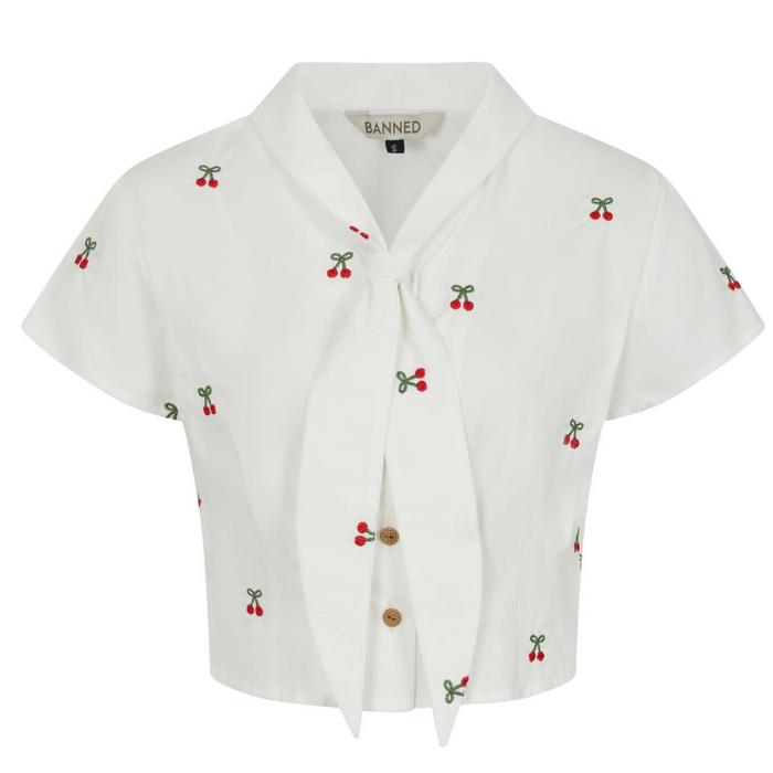 Banned Bluse Cherry Vibes weiss