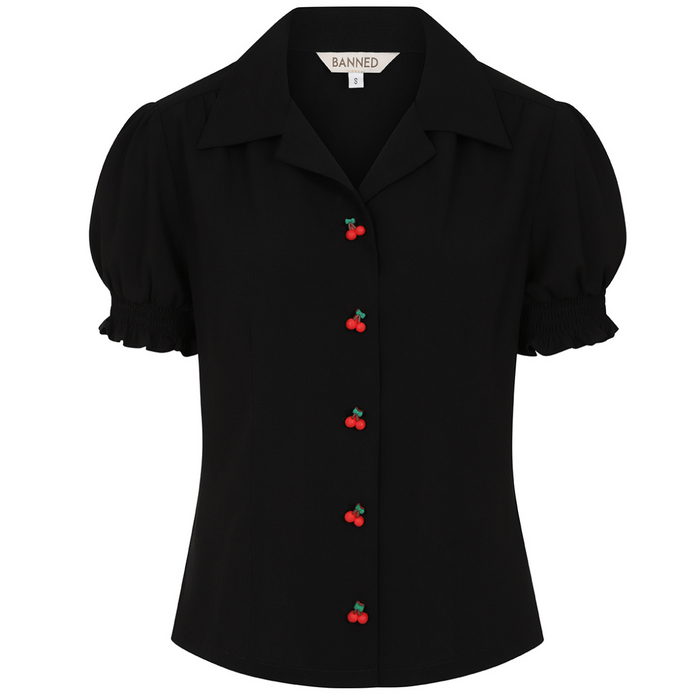 Banned Bluse Sally Cherry schwarz