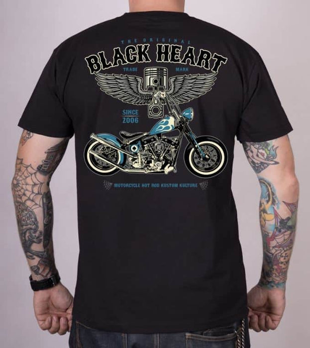 Black Heart T-Shirt Blue Chopper