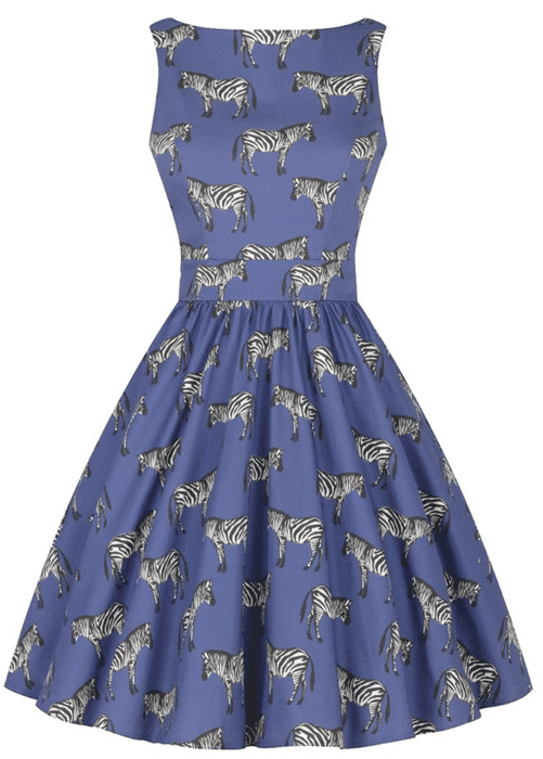 Lady Vintage Kleid Tea Zebra