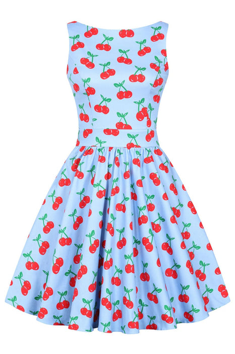 Lady Vintage Kleid Tea Cherry Bleu