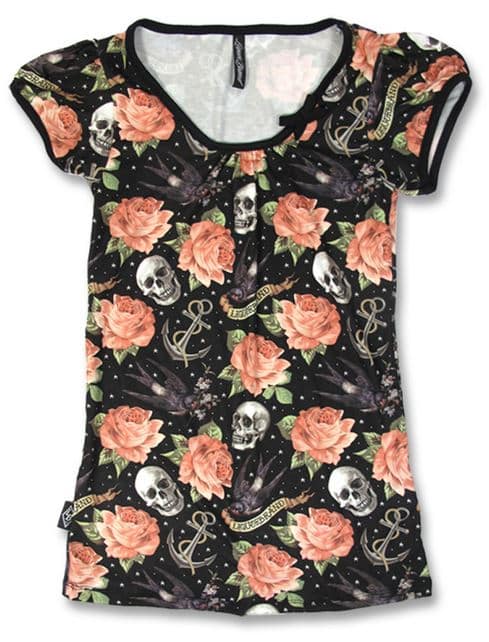 Liquor Brand Shirt Rose Tattoo schwarz