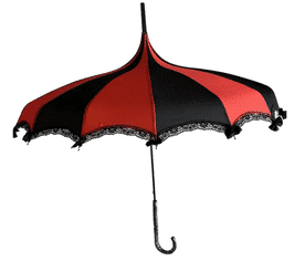 Soake Pagoda-Schirm schwarz-rot mit Spitze