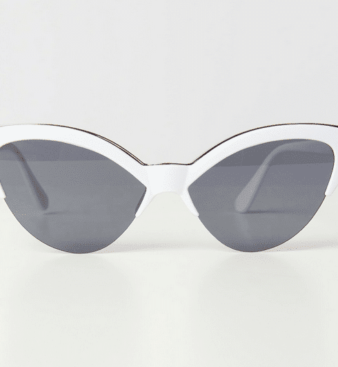 Unique Vintage Sonnenbrille Cat Eye weiss
