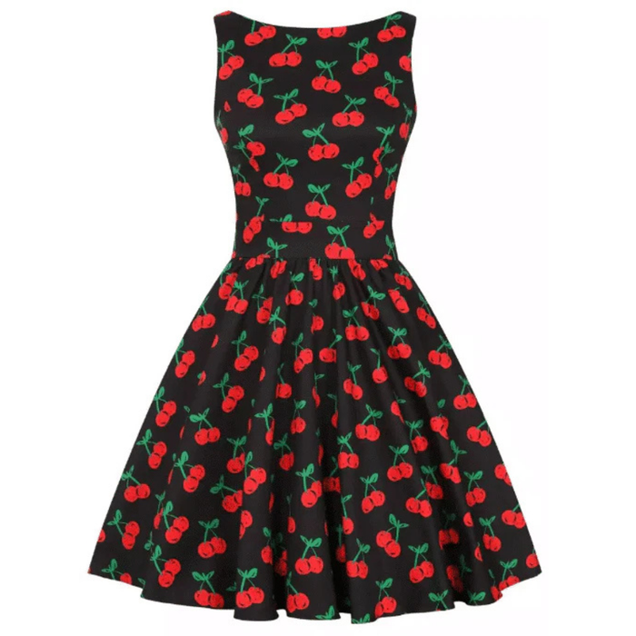 Lady Vintage Kleid Tea Cherry Noir