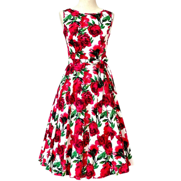 Lady Vintage Kleid Hepburn Red Flowers