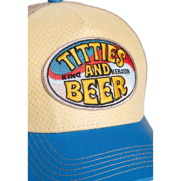 King Kerosin Cap Titties and Beer beige-blau