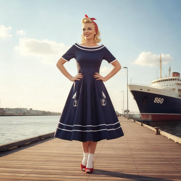 Dolly and Dotty Kleid Darlene Anchor Nautical