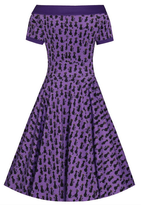 Dolly and Dotty Kleid Darlene Purple Black Cat