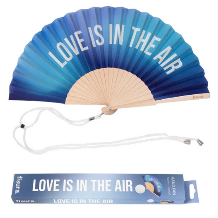 Fächer Love is in the air blau