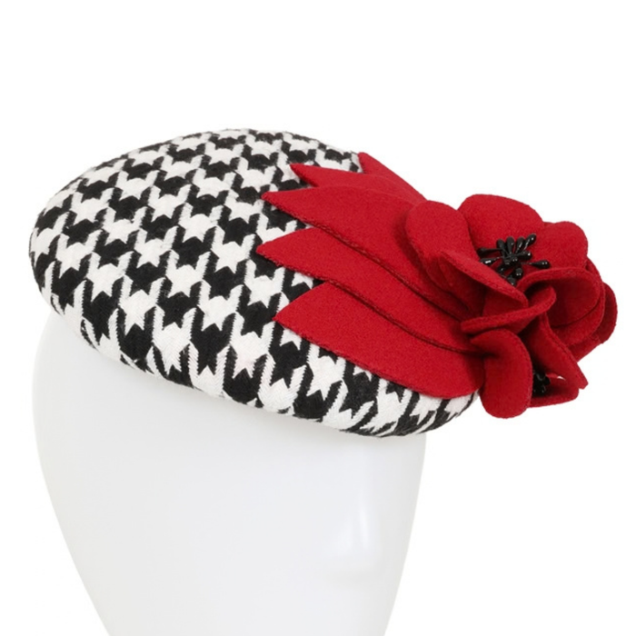 Fascinator Houndstooth Rose