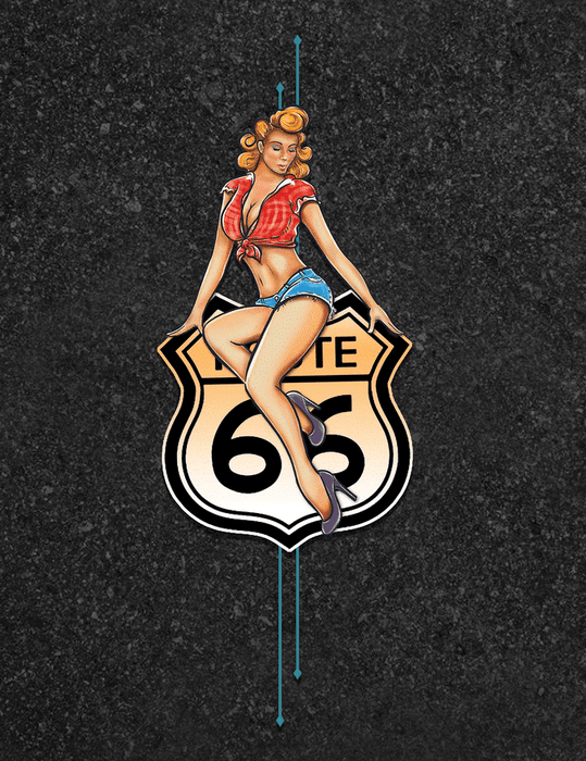 Steady Clothing Hemd Route 66 Pin-up anthrazit