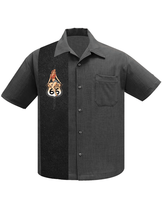 Steady Clothing Hemd Route 66 Pin-up anthrazit