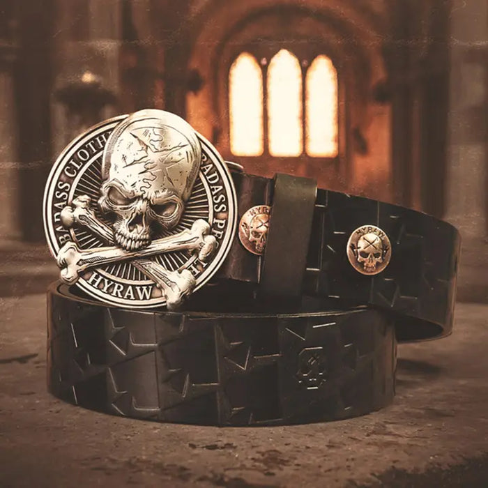 Hyraw Gürtel Skull dunkelbraun