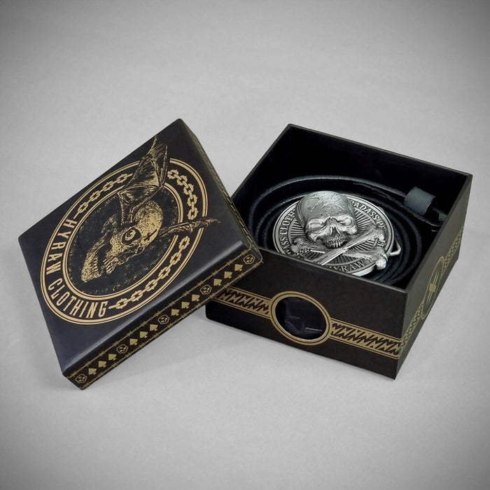 Hyraw Gürtel Skull dunkelbraun