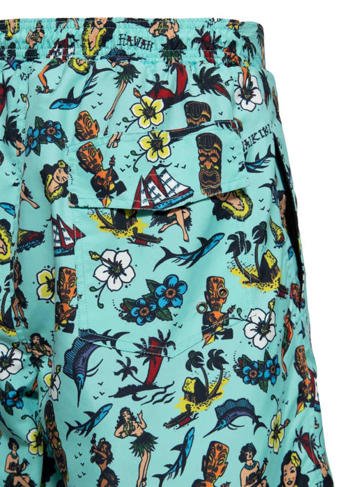 Badeshorts King Kerosin Hawaii mint