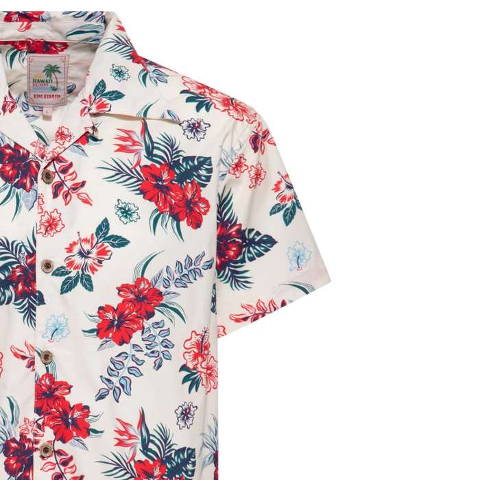 King Kerosin Hawaiihemd Hibiscus offwhite