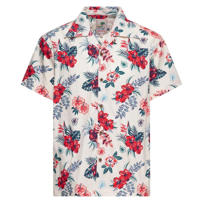 King Kerosin Hawaiihemd Hibiscus offwhite