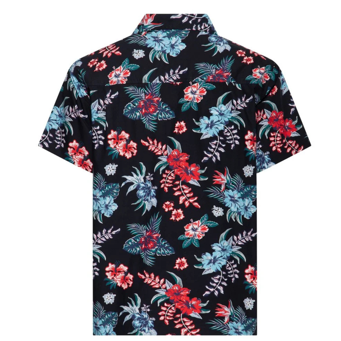 King Kerosin Hawaiihemd Hibiscus schwarz