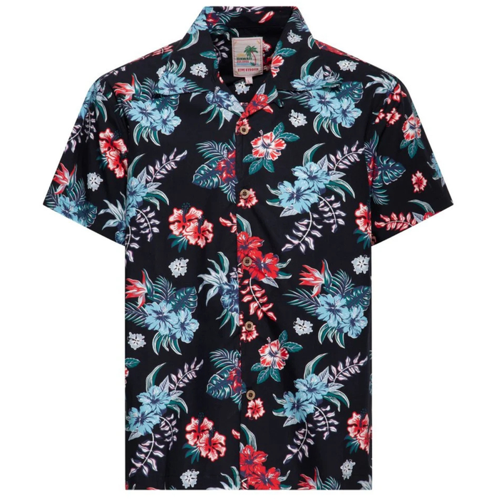 King Kerosin Hawaiihemd Hibiscus schwarz