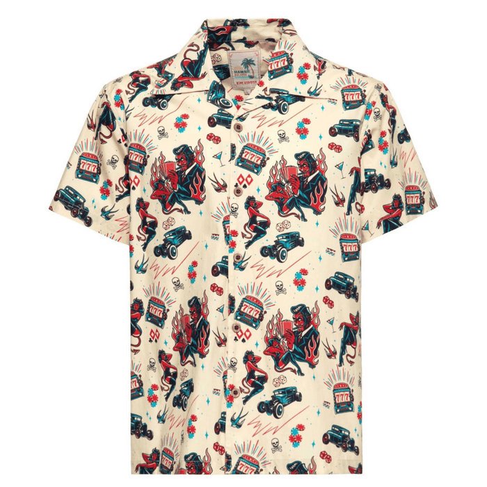 King Kerosin Hemd Rockabilly Devil offwhite