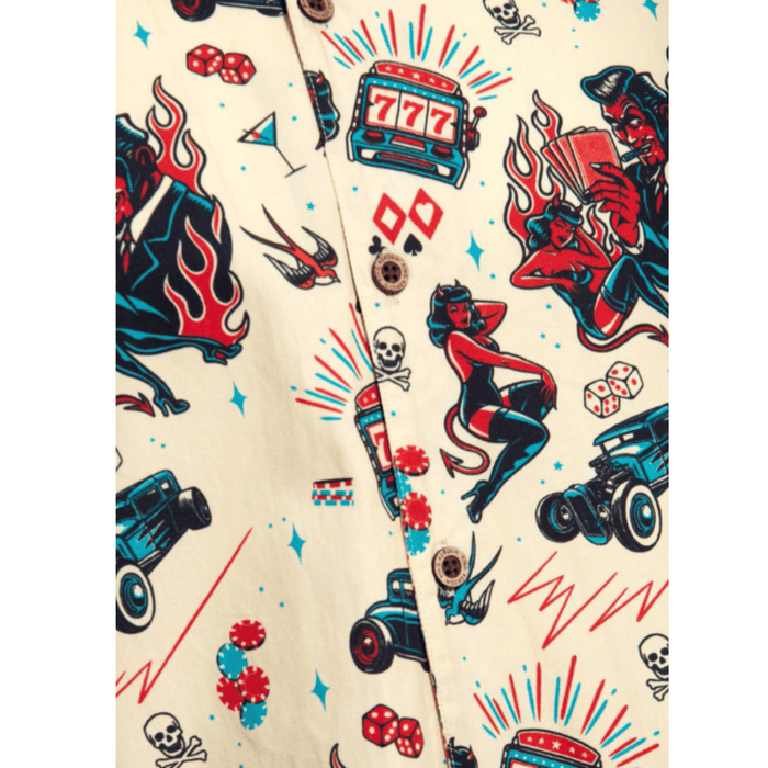 King Kerosin Hemd Rockabilly Devil offwhite