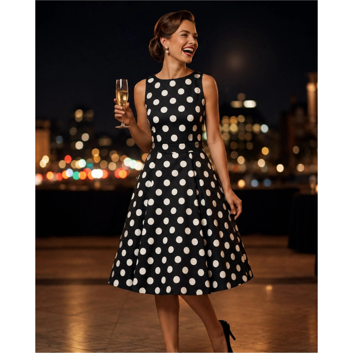 Lady Vintage Kleid Hepburn Back White Dots