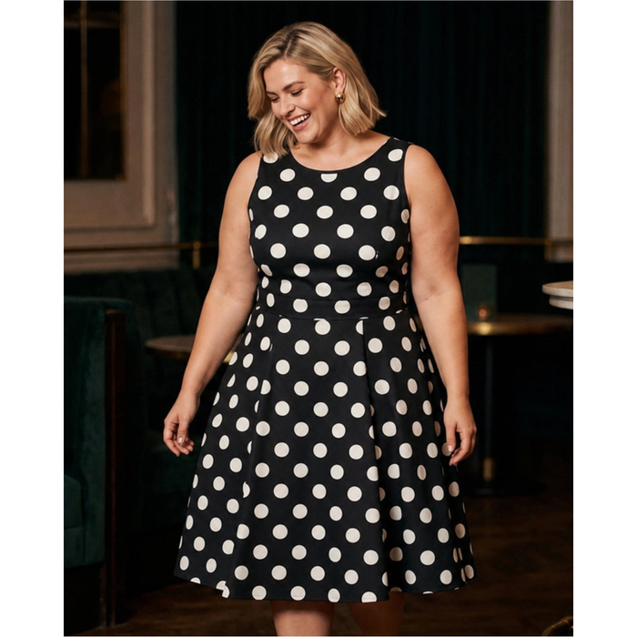 Lady Vintage Kleid Hepburn Back White Dots