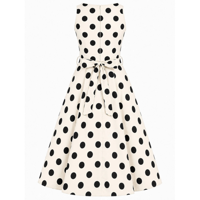 Lady Vintage Kleid Hepburn Cream Black Dots