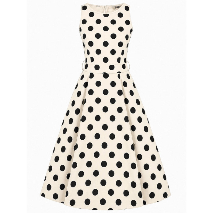Lady Vintage Kleid Hepburn Cream Black Dots