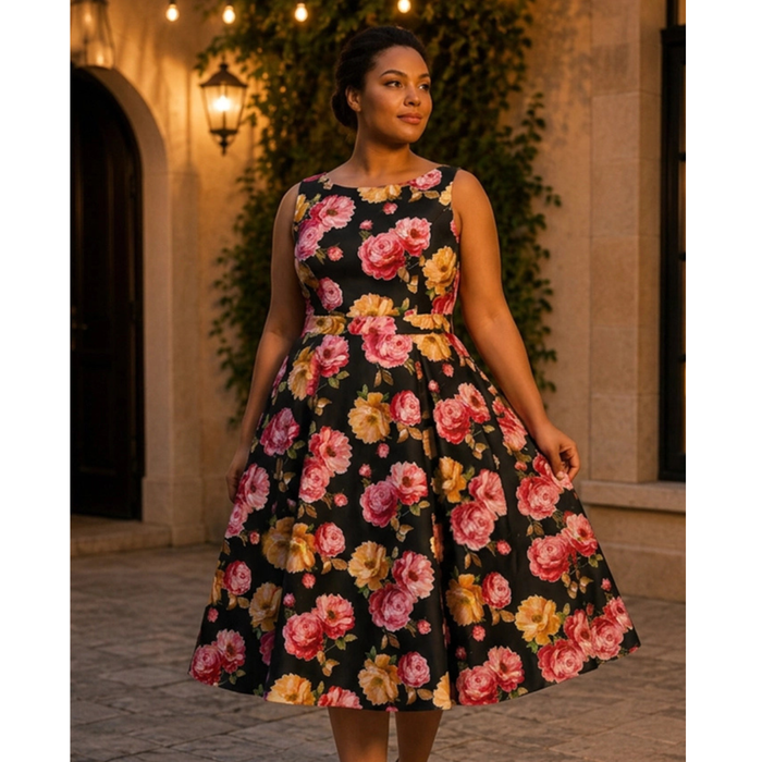 Lady Vintage Kleid Hepburn Harvest Rose