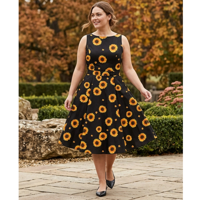 Lady Vintage Kleid Hepburn Sunflowers