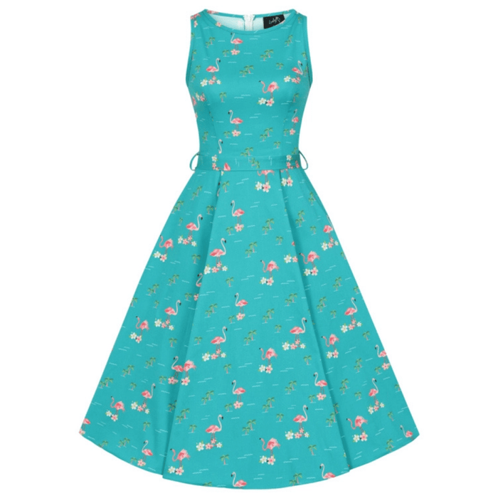 Lady Vintage Kleid Hepburn Tropical Flamingo