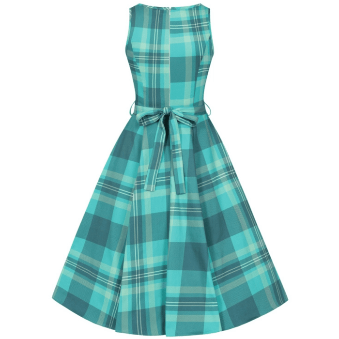 Lady Vintage Kleid Hepburn Türkis Karo