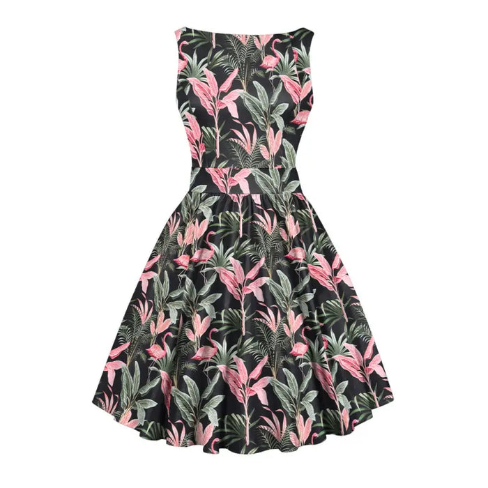 Lady Vintage Kleid Tea Flamingo Palm