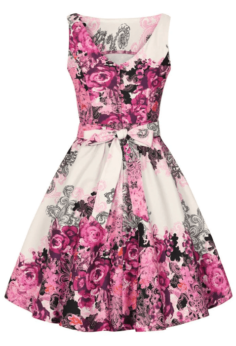 Lady Vintage Kleid Tea Purple Collage