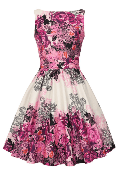 Lady Vintage Kleid Tea Purple Collage