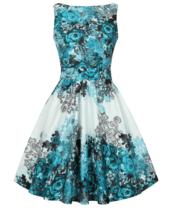 Lady Vintage Kleid Tea Teal Collage