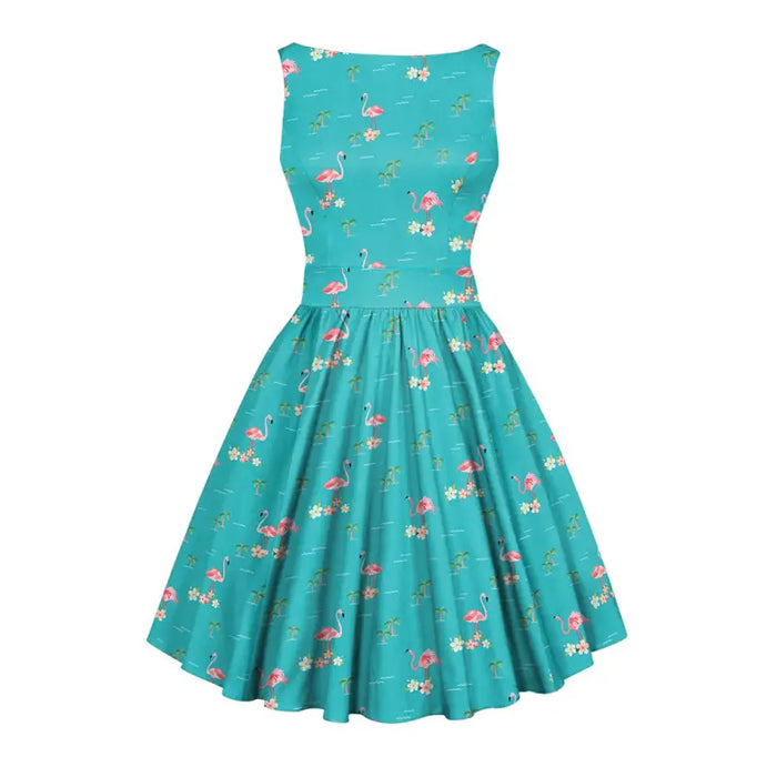 Lady Vintage Kleid Tea Tropical Flamingo