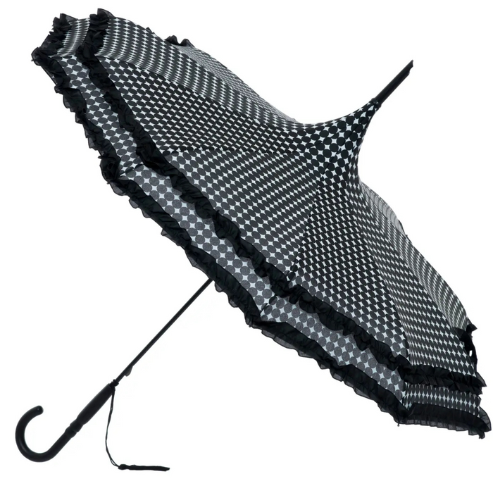 Soake Pagoda-Schirm schwarz Dots Rüschen
