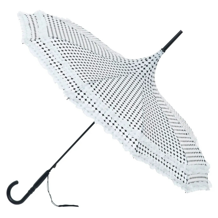 Soake Pagoda-Schirm weiss Dots Rüschen