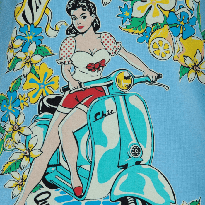 Queen Kerosin T-Shirt Vintage Love Hellblau