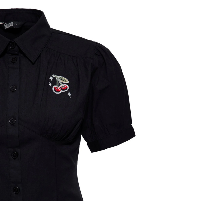 Queen Kerosin Bluse Cherry schwarz