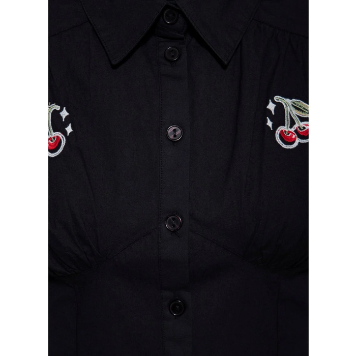 Queen Kerosin Bluse Cherry schwarz