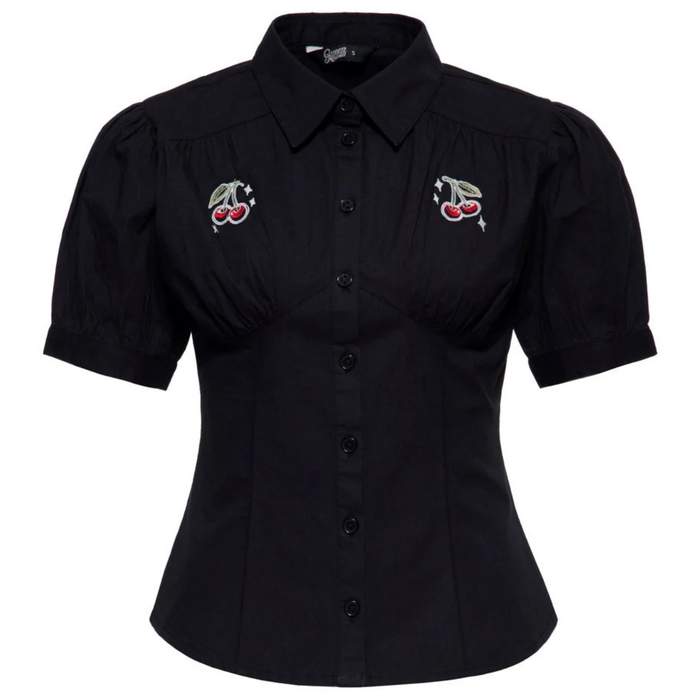 Queen Kerosin Bluse Cherry schwarz
