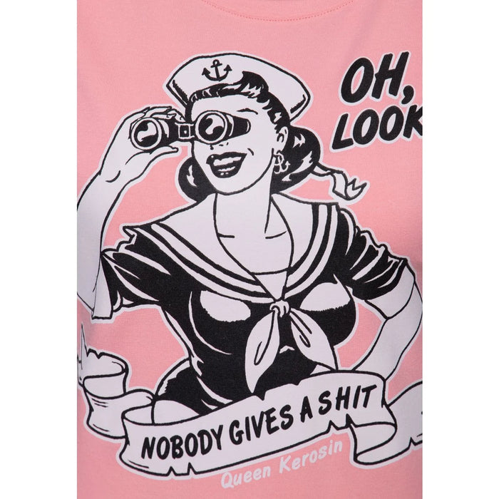 Queen Kerosin T-Shirt Nobody Gives a Shit rosa