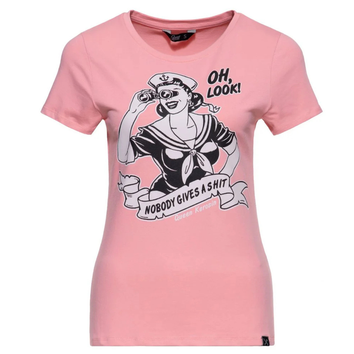 Queen Kerosin T-Shirt Nobody Gives a Shit rosa