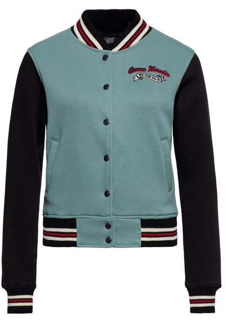 Wonder Woman College Sweat Jacket Années 50 en Beige et Bleu Queen Wonder Woman College Sweat Jacket Années 50 en Beige et Bleu Queen