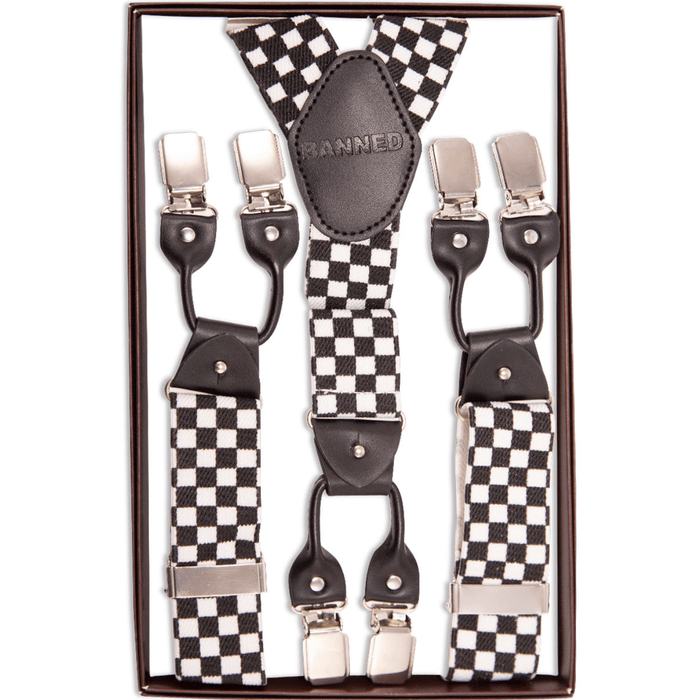 Hosenträger Retro schwarz-weiss Karo